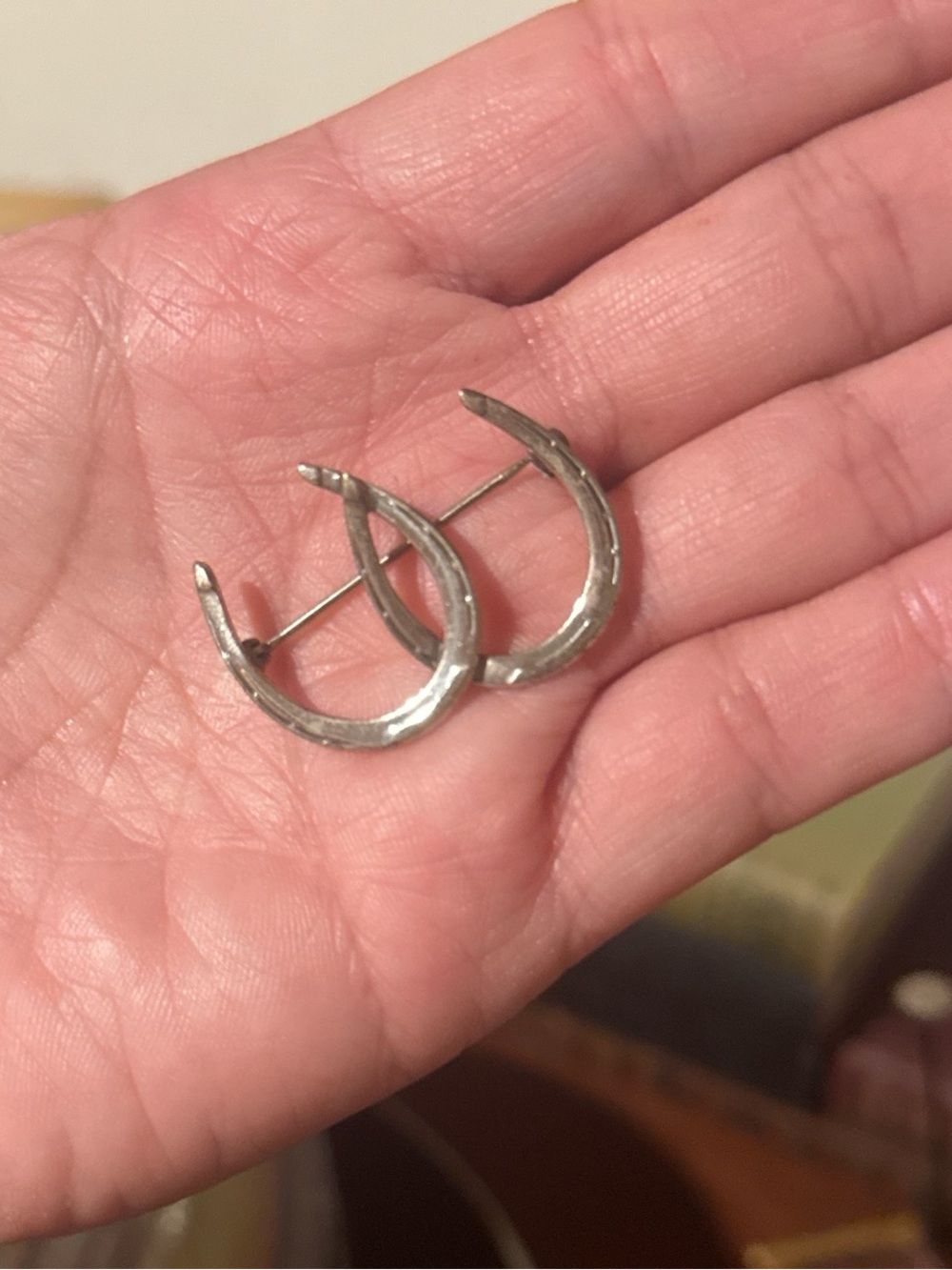 Vintage Sterling Silver Double Horseshoe Brooch Pin - Women's Jewelry
